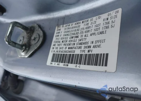 2008 Honda Cr-V Lx z USA, uszkodzony, nr VIN JHLRE48398C046938